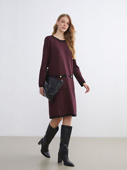 Bisiklet Yaka Triko Elbise