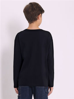 Лонгслив для мальчика Апрель из хлопка черный  фото 2