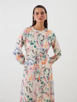 Bisiklet Yaka Desenli Elbise