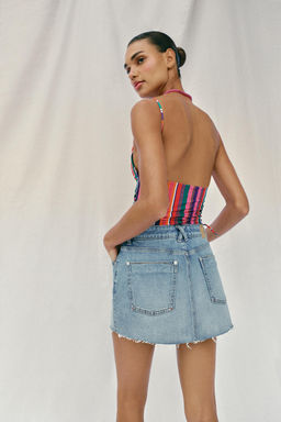 FALDA PANTAL?N Z1975 DENIM BAJO SIN COSTURAS / Azul medio - Zara фото 5