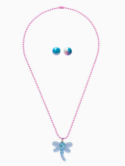 Цена за 2 шт. Набор детских украшений "Выбражулька" стрекоза, 2 предмета: кулон, пусеты, цвет голубой