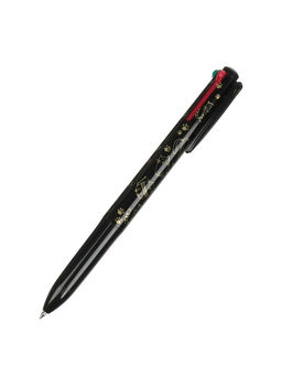 Набор шариковых ручек, 3 штуки, автоматические, 4-цветная, чёрный корпус, с рисунком