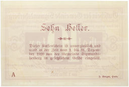 Банкнота 10 геллеров 1920 года Австрия община Зигмундсхерберг (Нотгельд)