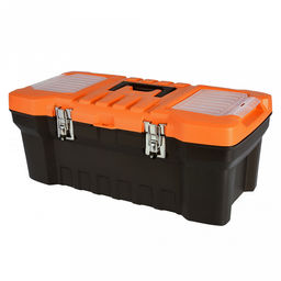 "Expert" Контейнер-ящик для инструментов пластмассовый 56х28х23,5см, металлический замок, черный/оранжевый (Россия)