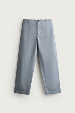 PANTAL?N CHINO LAVADO RELAXED FIT / Celeste lavado - Zara фото 7