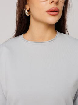 Женский лонгслив из футера 2-х нитки серебристый ВК-25 (61)