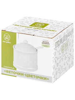 Сахарница 250 мл 9*9*10 см Веточки-цветочки, с ложкой - Elan gallery фото 21