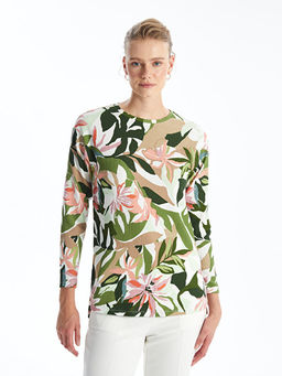 Bisiklet Yaka Desenli Kad?n Sweatshirt Tunik