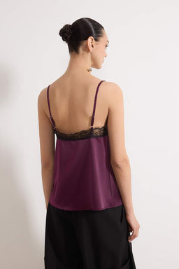 Mor Dantel Garnili Saten Party Bluz TPRSS26BZ00037 - Trendyolmilla фото 4