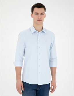 A__k Mavi Slim Fit Uzun Kollu G_mlek