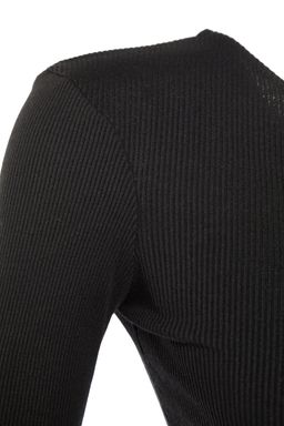 Siyah Aksesuar Detayl? Biyeli Fitted/Vucuda Oturan Crop Fitilli Esnek Orme Bluz TWOAW23BZ00349