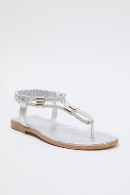 Trendyol Shoes Gumus Tasl? Parmak Aras? Bilegi Lastikli Kad?n Sandalet TAKSS25SD00004 - Trendyolmilla фото 4