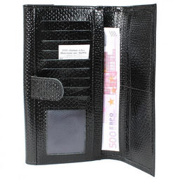 Портмоне женское Croco-ПР-954 натуральная кожа 3 отд, 17 карм, черный змея (201) 209307  фото 3