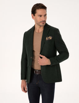 Haki Slim Fit Y_n Kar___ml_ Mikro Desenli Ceket - Cacharel фото 3