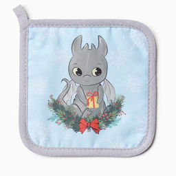 Набор кух. Доляна Радостный дракон: варежка 20х28 см, прихватка 17х17 см, 35% хл, 65% пэ  фото 4