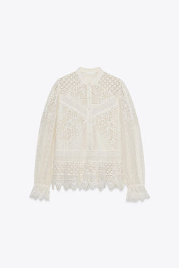 ZW COLLECTION EMBROIDERED LACE BLOUSE - Zara фото 3