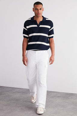 Beyaz Loose Fit Pa_as_ Ba_lamal_ Kargo Pantolon TMNSS23PL00035