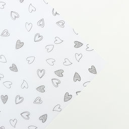 Цена за 10 шт. Бумага упаковочная тишью, Сердечки, 50 см ? 70 см 17 грамм, белая