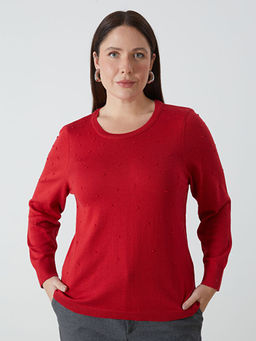 Bisiklet Yaka Kendinden Desenli Uzun Kollu Kad?n Triko Kazak - Waikiki фото 4