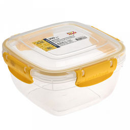 Контейнер для продуктов пластмассовый Мастер 0,9л, 14,3х14,3х8см, квадратный, с клипсами, воздухонепроницаемый (герметичный), съемный силиконовый уплотнитель, подходит для СВЧ, цвета микс (Россия) - Домашняя мода фото 2