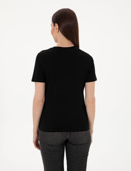 Siyah Regular Fit Bisiklet Yaka Basic Ti__rt