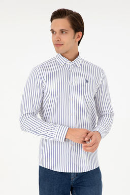 Мужская темно-синяя рубашка с длинным рукавом Неожиданная скидка в корзине