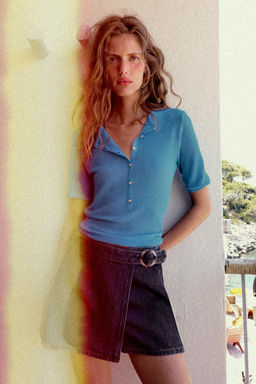 FALDA PANTAL?N Z1975 CRUZADA DENIM HEBILLA / Azul - Zara фото 10