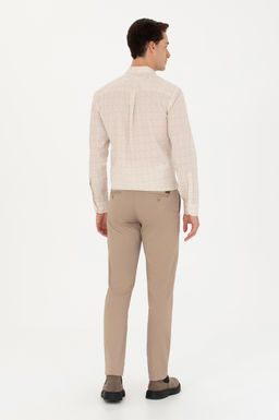 Erkek Slim Fit Koyu Bej Kanvas / Chino Pantolon