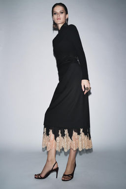 ZW COLLECTION COMBINED LACE SKIRT - Zara фото 7