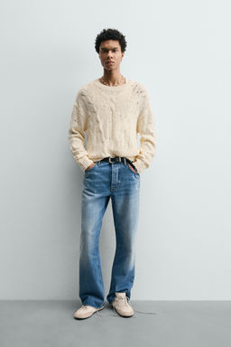 JERSEY DESAGUJADO TRENZAS / Blanco roto