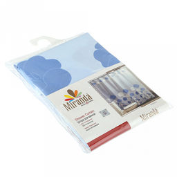 "Miranda" Штора для ванной тканевая 180х200см "Гербарий, синий", без колец, 100% п/э (Турция)