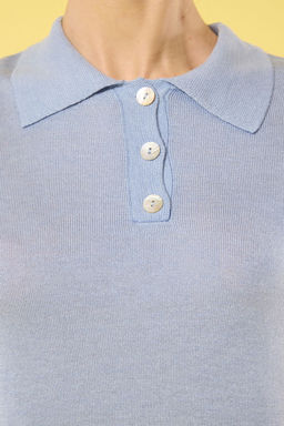 Trendyolmilla Ac?k Mavi Polo Yaka Triko Bluz TWOSS25BZ00178