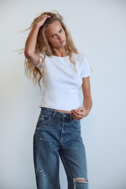 TRF CURVED HIGH-WAIST JEANS - Zara фото 9