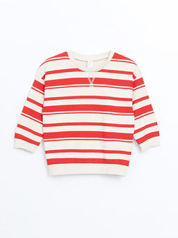 Bisiklet Yaka ?izgili Erkek Bebek Sweatshirt