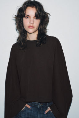CAMISETA MANGA CAPA / Chocolate - Zara фото 2