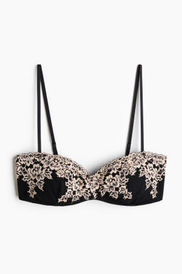 Sujetador bandeau de encaje con relleno