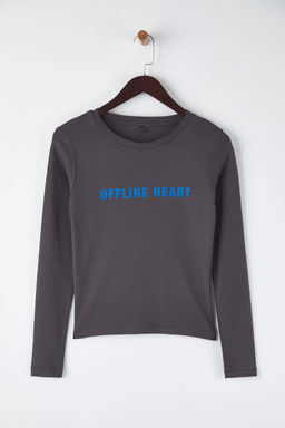 Teen Antrasit Bask?l? Fitted/Vucuda Oturan Orme Bluz TWOAW25BZ00126