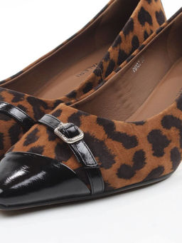 06-P3131 BLACK/LEOPARD Туфли женские (натуральная замша, натуральная кожа)