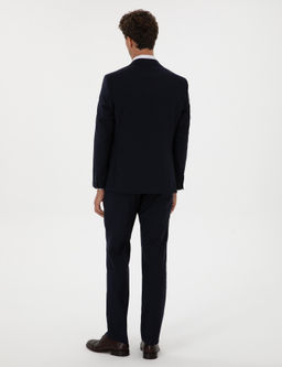 Lacivert Slim Fit %100 Y_n Tak_m Elbise