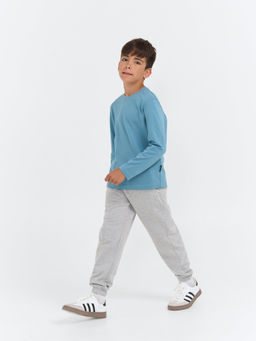 Джоггеры облегченные "Серый меланж" с карманами 7+