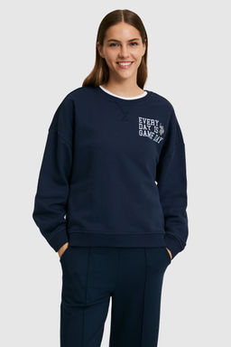 Kad_n Lacivert Bisiklet Yaka Sweatshirt