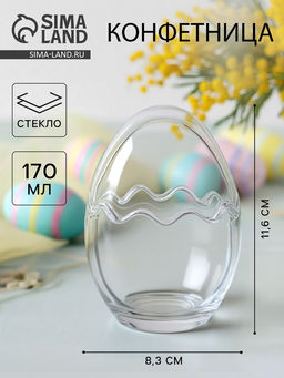 Конфетница Яйцо, 170 мл, 8.3?11.5 см, стекло, прозрачная