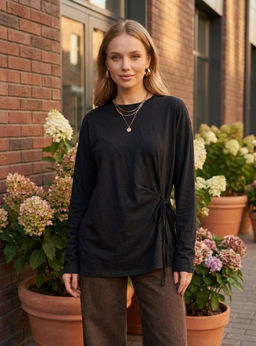 K13468 Лонгслив OVER SIZE (хлопок) ЧЕРНЫЙ