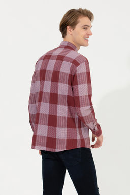 Рубашка мужская U.S. Polo Assn в шотландскую клетку красная  фото 5