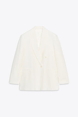 ZW COLLECTION DOUBLE-BREASTED LINEN BLEND BLAZER - Zara фото 2