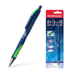 Цена за 24 шт. Ручка шариковая автоматическая ErichKrause MEGAPOLIS® Matic&Grip 0.7, Super Glide Technology, цвет чернил синий (блистер 1 шт.)