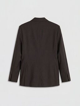 Regular Fit ?izgili Kruvaze Erkek Blazer Ceket