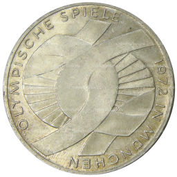 Монета 10 марок 1972 года D Германия XX летние Олимпийские Игры, Мюнхен 1972 Узел