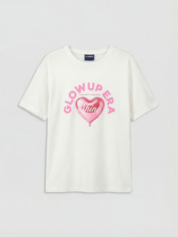 Bisiklet Yaka Bask?l? K?z ?ocuk 2li Ti??rt