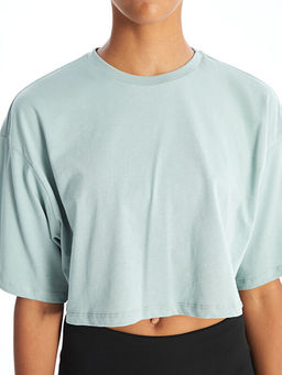 Bisiklet Yaka D?z K?sa Kollu Oversize Kad?n Ti??rt - Waikiki фото 3